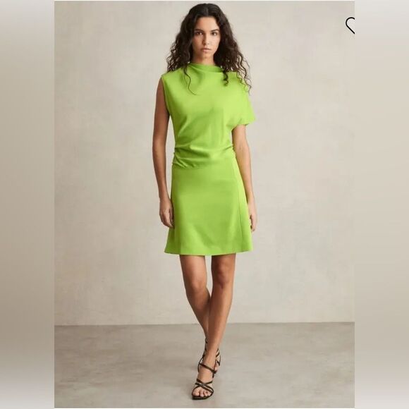 Reiss Frey Asymetrical Lime Green Dress Size 8 - Picture 1 of 14